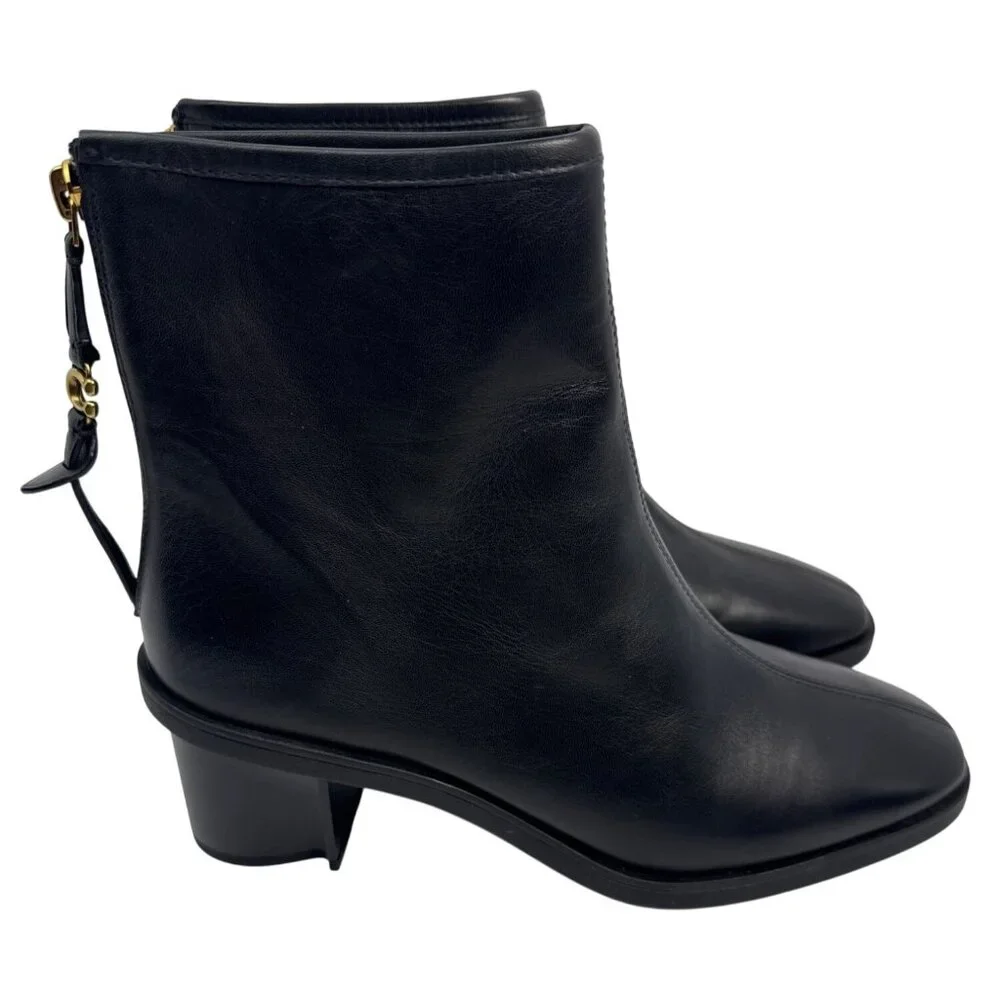 Coach Women's Gabi Black Leather Ankle Boots‎ Size 9.5